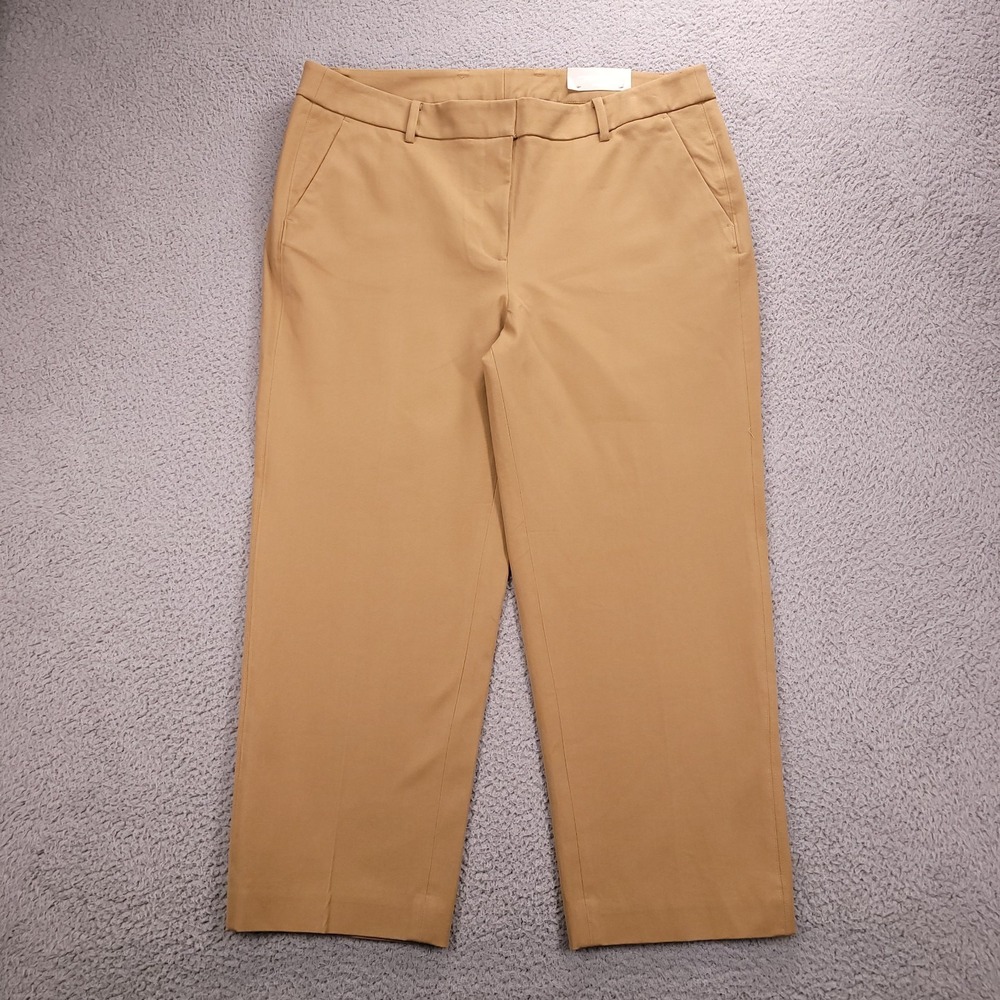 CHICOS Pants Size XL/16 (3) Tan Straight Leg Capri Crop Twill Stretch NEW - Picture 2 of 13